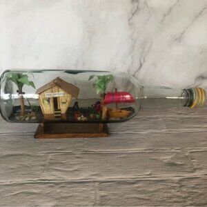 Philippines Hut & Canoe Scene In Bottle
